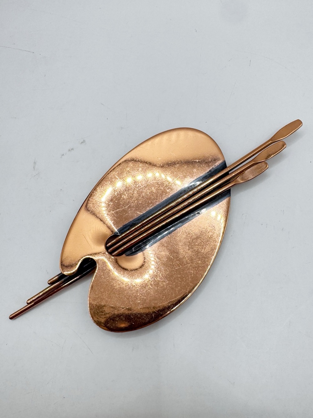Renoir vintage copper artist’s palette large brooch pin